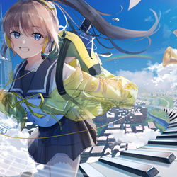 This is a pixiv picture whose title is 音楽のあふれる町.