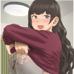 This is a pixiv picture whose title is 脱衣中だったお姉さん.