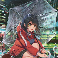 This is a pixiv picture whose title is 都会の雨音.