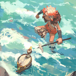 This is a pixiv picture whose title is 【PFAOS】新世界の渚より.