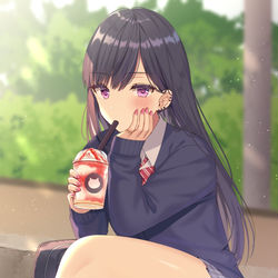 This is a pixiv picture whose title is 黒髪ギャル.