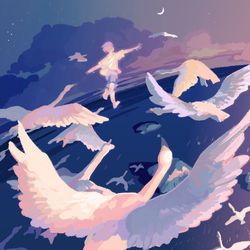 This is a pixiv picture whose title is 夜渡り.