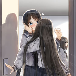 This is a pixiv picture whose title is 誰にも見つからないようにキスするチャレンジ２.