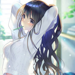 This is a pixiv picture whose title is 彼女は僕のストーカーなのか.