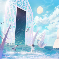 This is a pixiv picture whose title is 何処へ.