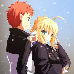 This is a pixiv picture whose title is 彼コートと大判焼き.