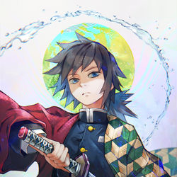 This is a pixiv picture whose title is 水柱・冨岡義勇.