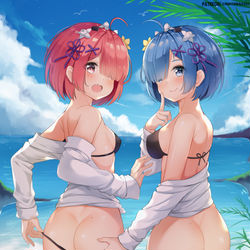 This is a pixiv picture whose title is レム×ラム.