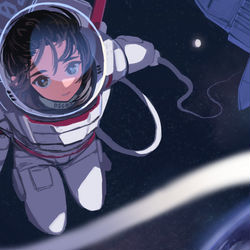 This is a pixiv picture whose title is 宙の彼方から.