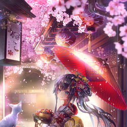 This is a pixiv picture whose title is 桜吹雪.