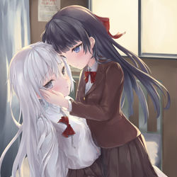 This is a pixiv picture whose title is 幼馴染なふたり（百合イラコン2用）.