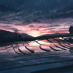 This is a pixiv picture whose title is 流水入稻田.