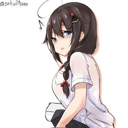 This is a pixiv picture whose title is 時雨「……///」.