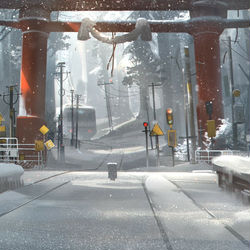 This is a pixiv picture whose title is 禰豆子 雪.