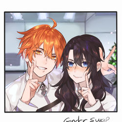 This is a pixiv picture whose title is gender swap.