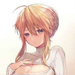 This is a pixiv picture whose title is 【FGO】上乳胸開きタートルネック.