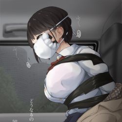 This is a pixiv picture whose title is 誰にも気付かれずに誘拐された女子高生.