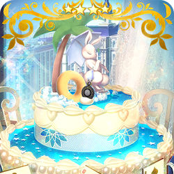 This is a pixiv picture whose title is 【仕事絵】チョコレートケーキ・バニーホワイト(アルトリア).
