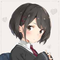 This is a pixiv picture whose title is なかなかチョコを渡せない系女子高生.