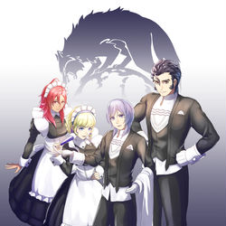 This is a pixiv picture whose title is 灰狼の学級（従者服）.