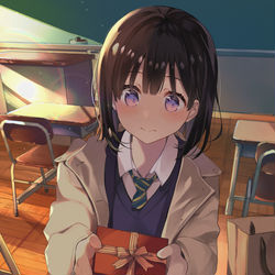 This is a pixiv picture whose title is 「………受け取ってくれますか？先輩。」.