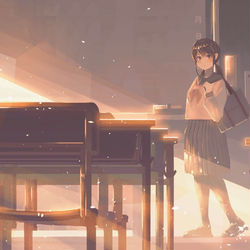 This is a pixiv picture whose title is 放課後の静寂.