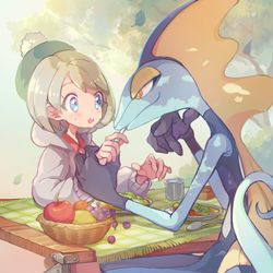 This is a pixiv picture whose title is 主人公とインテレオン.