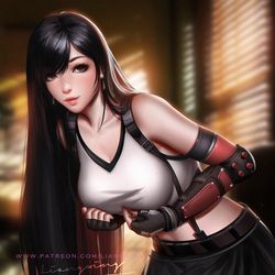 This is a pixiv picture whose title is Tifa and 2b.