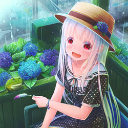 This is a pixiv picture whose title is 「雨宿りも楽しいね」.