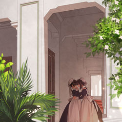 This is a pixiv picture whose title is 回廊の影で.