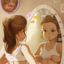 This is a pixiv picture whose title is Self reflection.