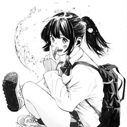 This is a pixiv picture whose title is 水を操るポニーテール女子高生.