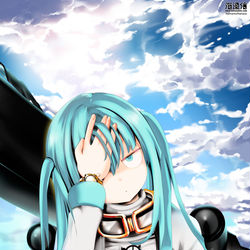 This is a pixiv picture whose title is どこかの空に居るなにか.