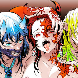 This is a pixiv picture whose title is ※if鬼化パロ.