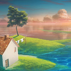 This is a pixiv picture whose title is 海原電鉄のあの風景.