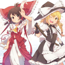 This is a pixiv picture whose title is 霊夢と魔理沙　ふしげんTODR面白いです.