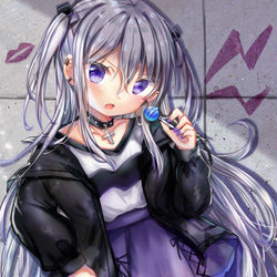 This is a pixiv picture whose title is 「何見てんのよ」.
