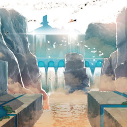 This is a pixiv picture whose title is 【PFAOS】砂漠の滝【非公式イベント】.