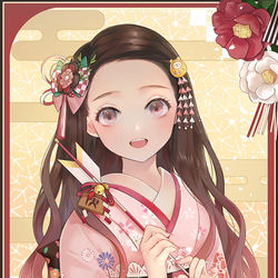 This is a pixiv picture whose title is 禰豆子.