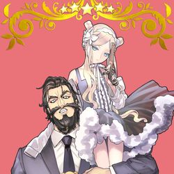 This is a pixiv picture whose title is 【アビ髭】なんちゃって礼装【ＦＧＯ】.