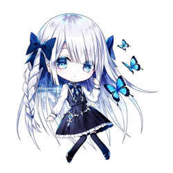 This is a pixiv picture whose title is 水色の蝶(SDキャラ版).