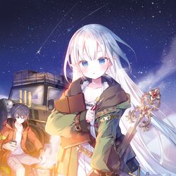 This is a pixiv picture whose title is ハーフエルフの少女と終末世界旅.