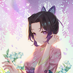 This is a pixiv picture whose title is 胡蝶しのぶ.
