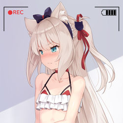 This is a pixiv picture whose title is ハムマンに頼み込んで水着撮影させてもらった.