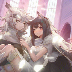 This is a pixiv picture whose title is アークナイツ双狼花嫁.
