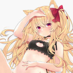 This is a pixiv picture whose title is 猫耳ロングヘア.