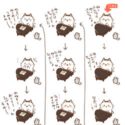 This is a pixiv picture whose title is 猫ふんじゃったの歌詞に泣く.
