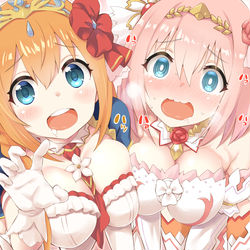 This is a pixiv picture whose title is プリンセスフォームでお腹ペコペコのペコリーヌとユイ.