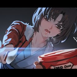 This is a pixiv picture whose title is 両儀式「ハーゲンダッツよこせ！！！」.