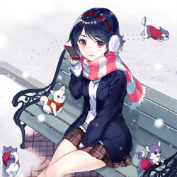 This is a pixiv picture whose title is JK白雪と七匹の子犬.